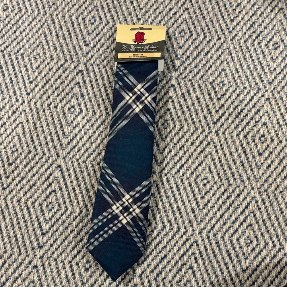 NWT The House of Edgar Navy Plaid Men's Tie